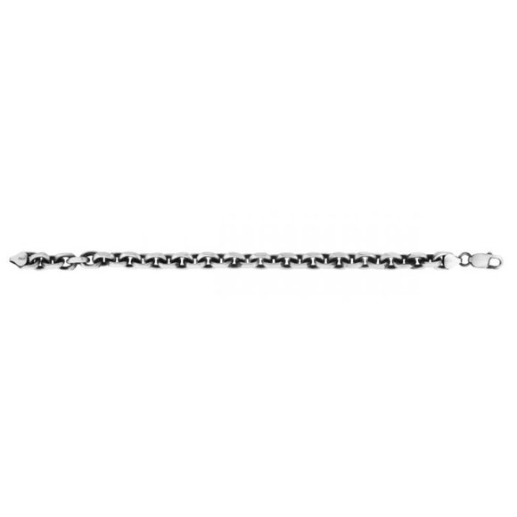 Silver 7.7mm Men's Gunmetal Anchor Chain Bracelet